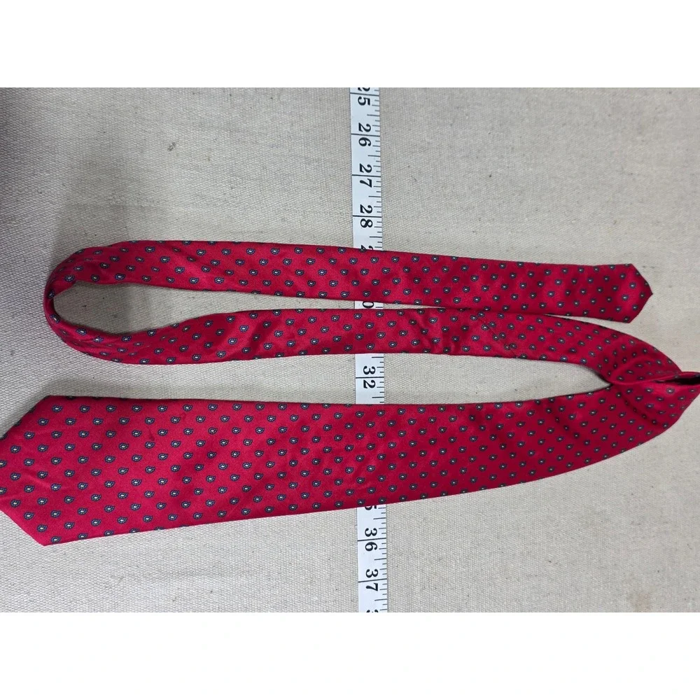 Handmade in Italy 100% Silk Red Paisley Micro Print Classic Necktie